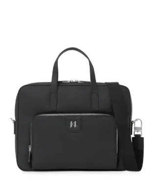 Burberry Check-print Leather Briefcase | Black | FARFETCH