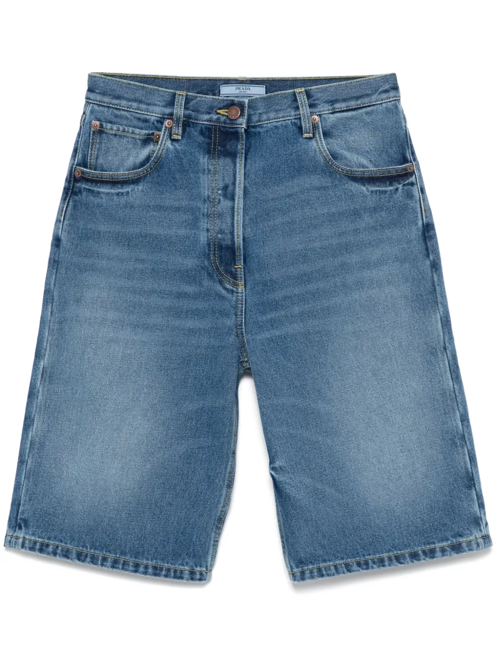 Prada Denim shorts met logopatch Blauw