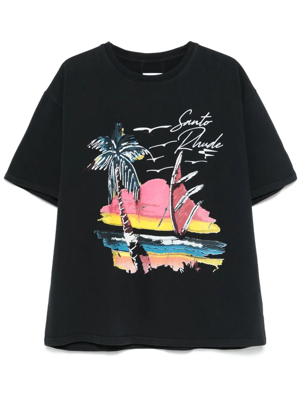 beach-print T-shirt