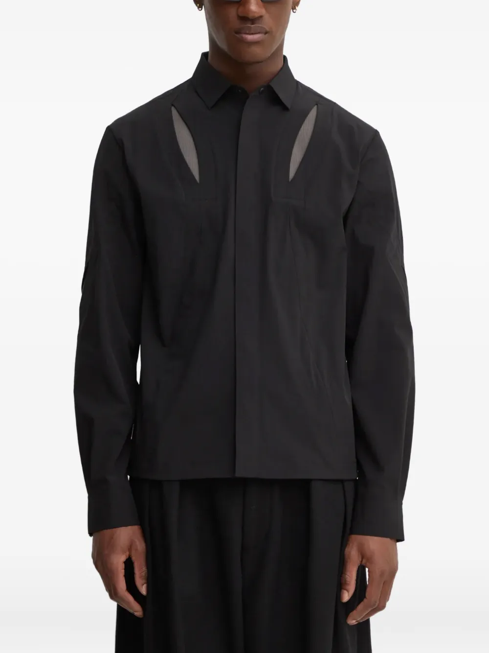Heliot Emil Cut-out Design Long-sleeve Shirt In Black