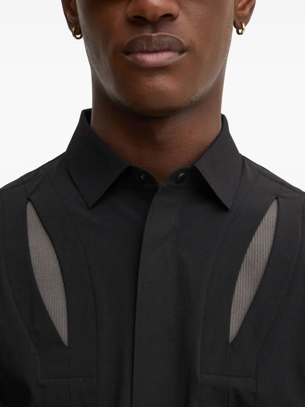 Heliot Emil Cut-out Design Long-sleeve Shirt In Black