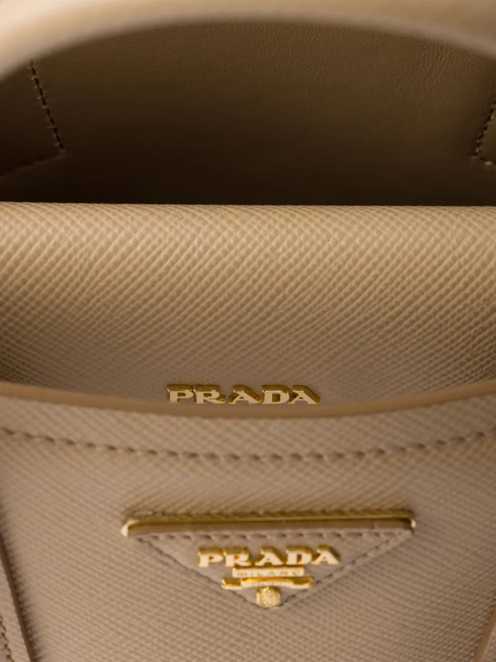 Prada Double Saffiano kleine shopper Beige