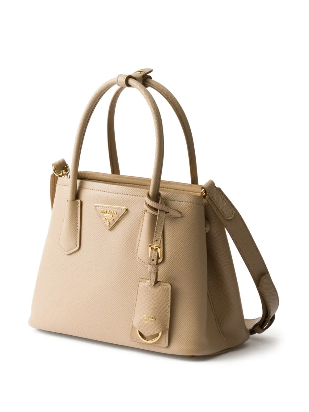 Prada Double Saffiano kleine shopper Beige