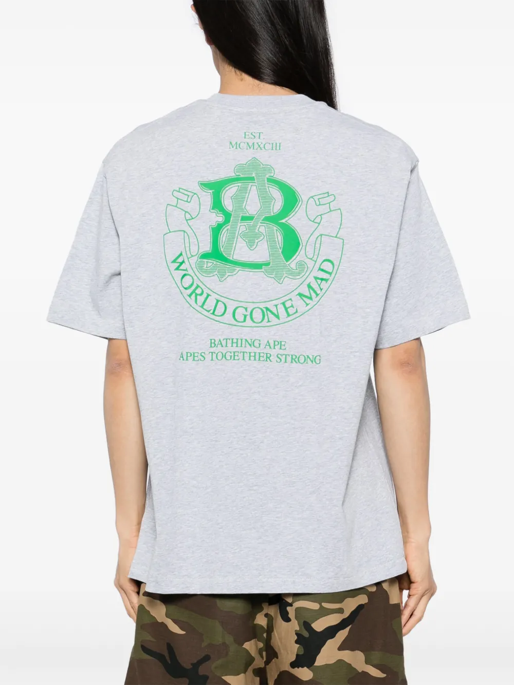 A BATHING APE T-shirt met logoprint Grijs
