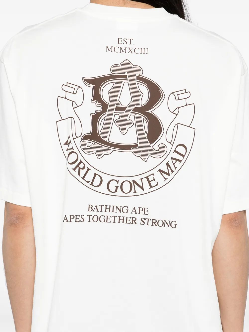 A BATHING APE T-shirt met logoprint Beige