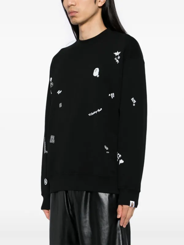 A BATHING APE® all-over Logo Print Sweater | Black | FARFETCH