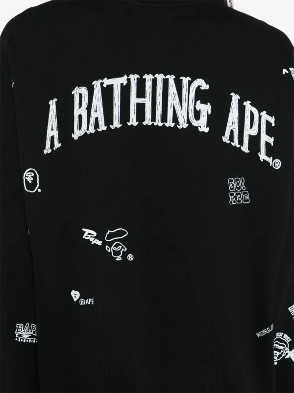 A BATHING APE® all-over Logo Print Sweater | Black | FARFETCH