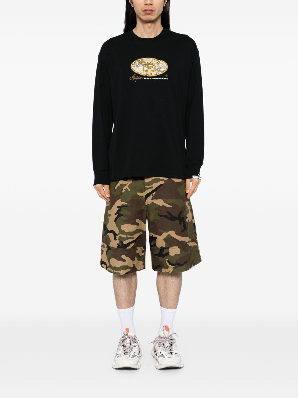 AAPE BY *A BATHING APE® T-shirt met logoprint - Zwart