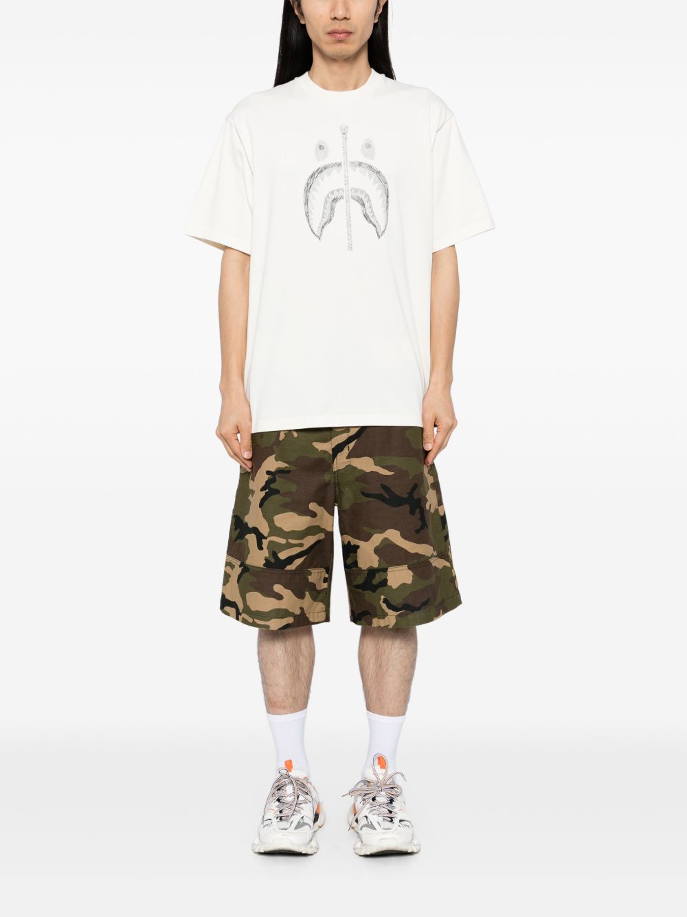 A BATHING APE T-shirt met logoprint - Beige