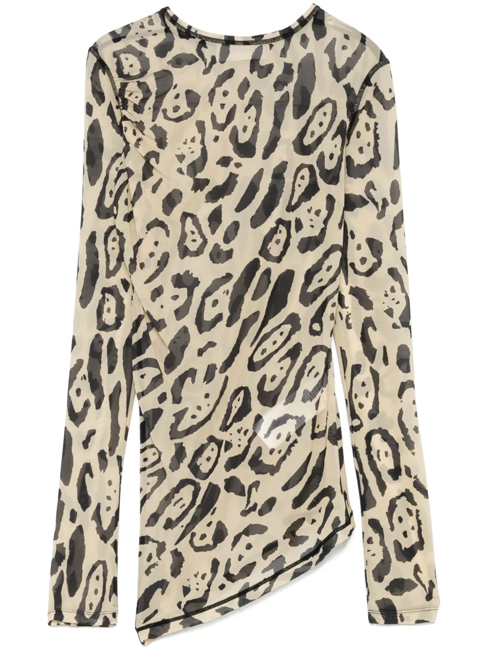 Sportmax Animalier Print Sheer Long Sleeve Top In Neutrals