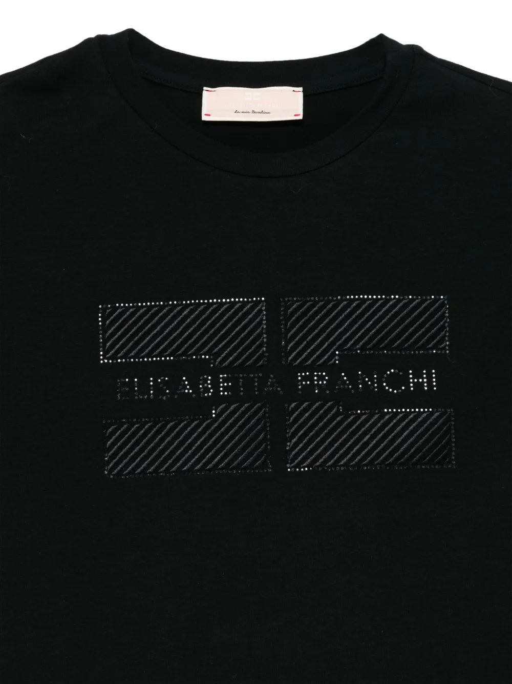 Elisabetta Franchi La Mia Bambina T-shirt met logo van stras Zwart