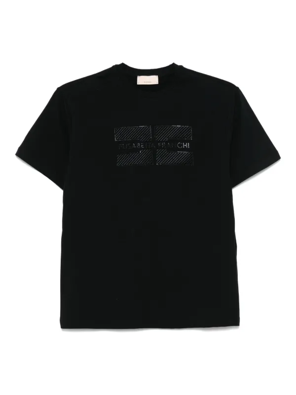 Elisabetta Franchi La Mia Bambina rhinestone-logo T-shirt