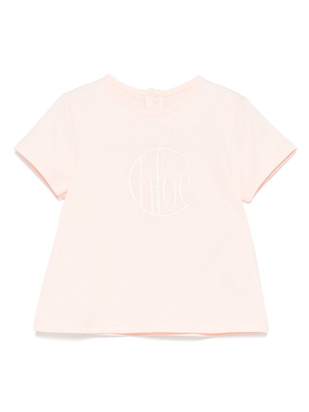 Chloé Kids logo-embroidered T-shirt - Pink