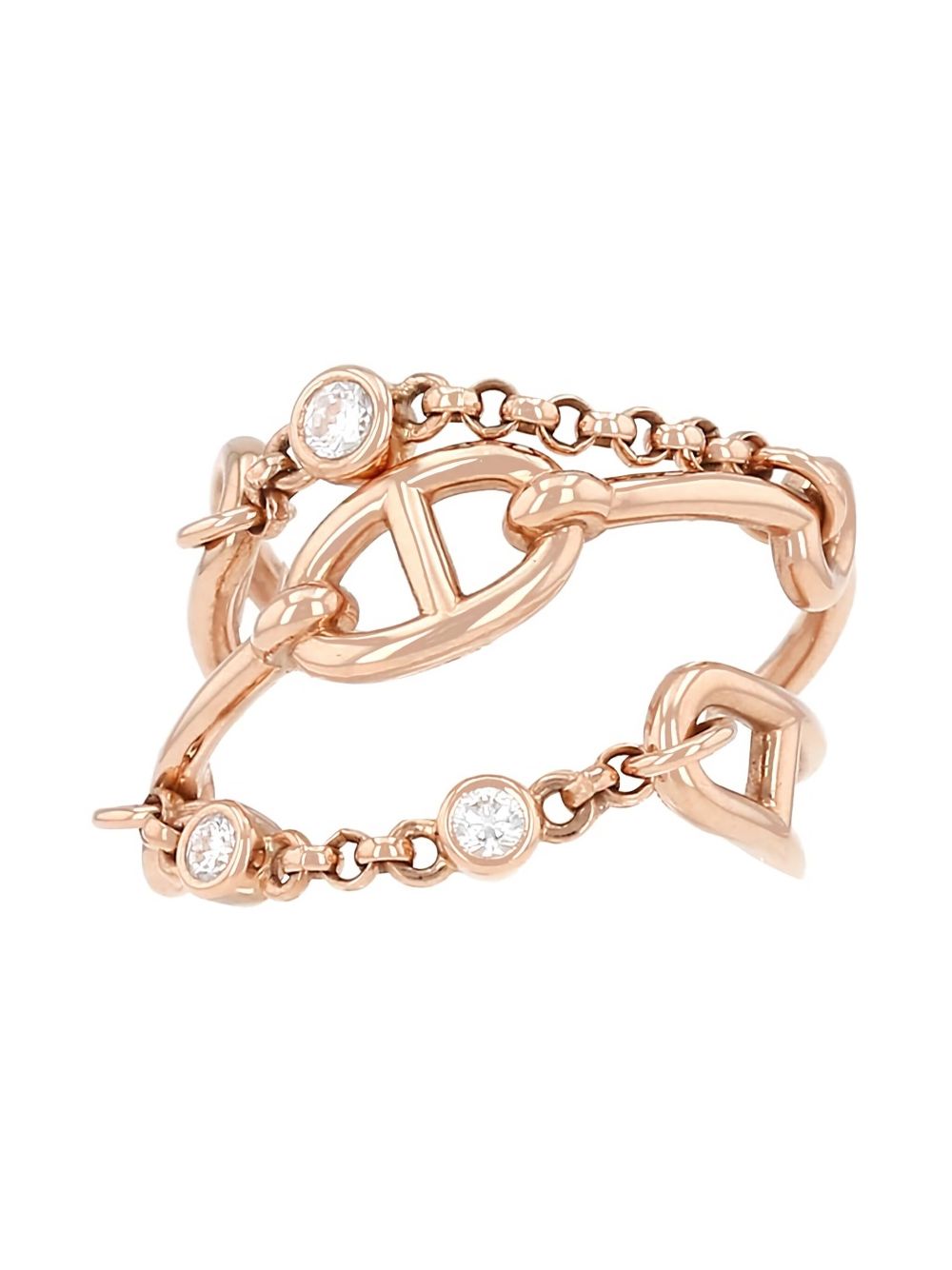 Hermès Pre-Owned 2020s rose gold Chaine d'Ancre Chaos diamond ring - Pink