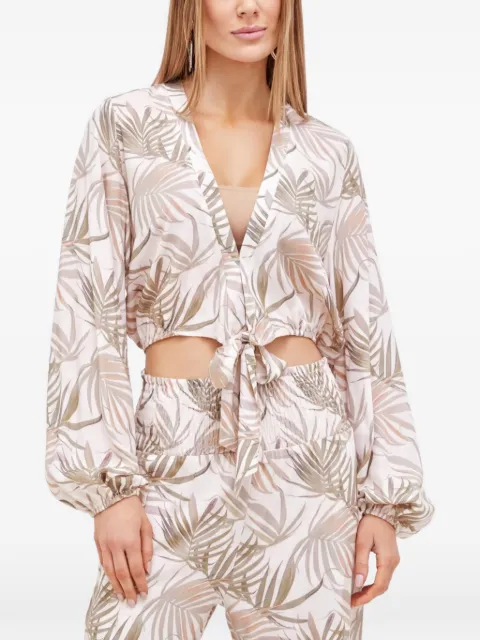 Melissa Odabash Gemma palm-print tie-front top
