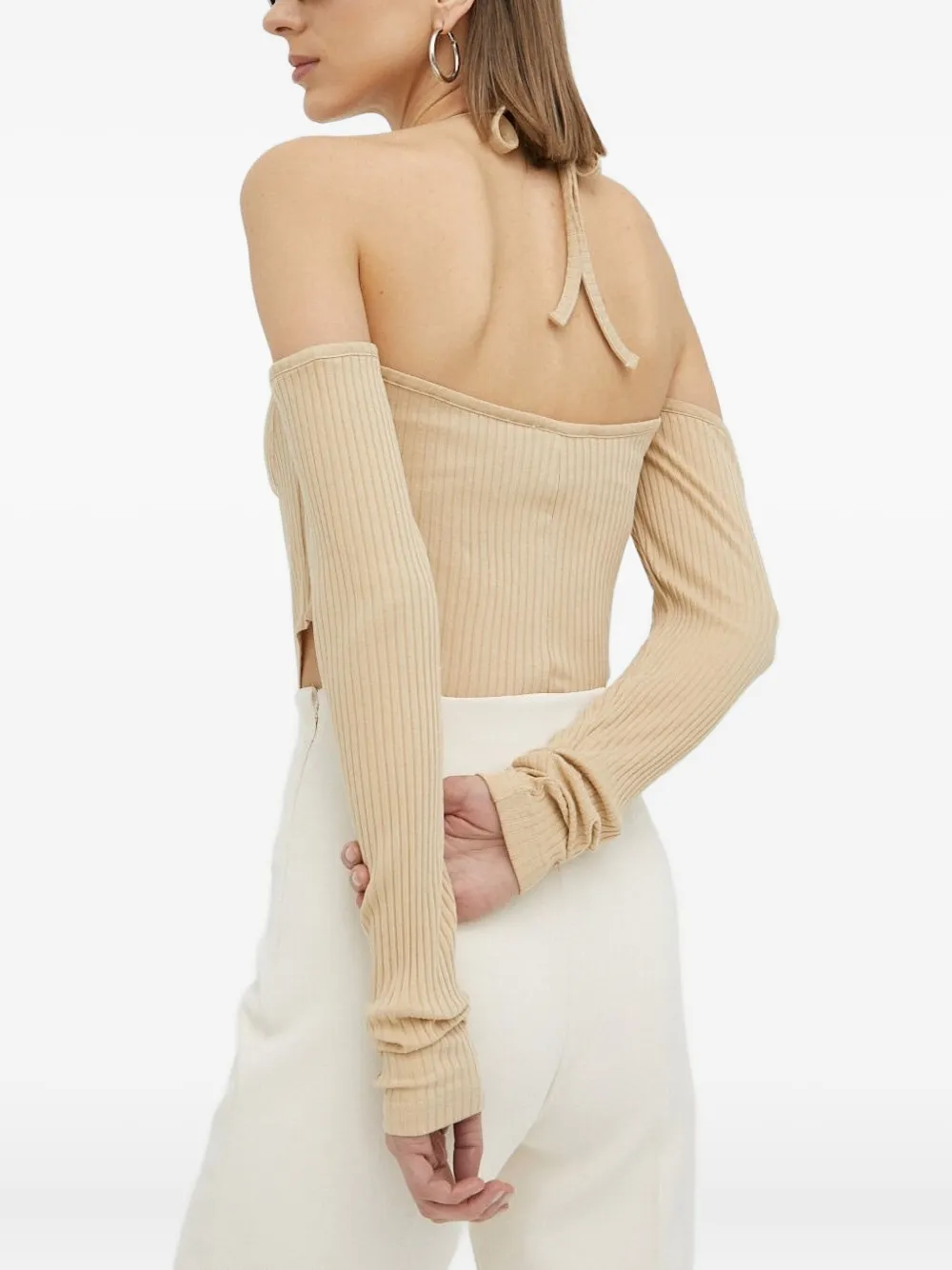 HERSKIND ribbed halterneck top - Beige