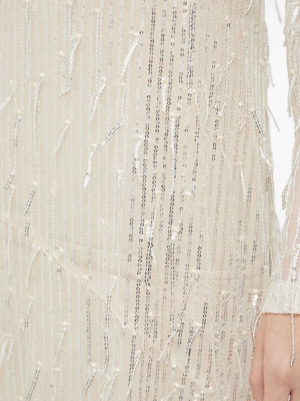 HERSKIND Maxi-jurk met pailletten en franje Beige