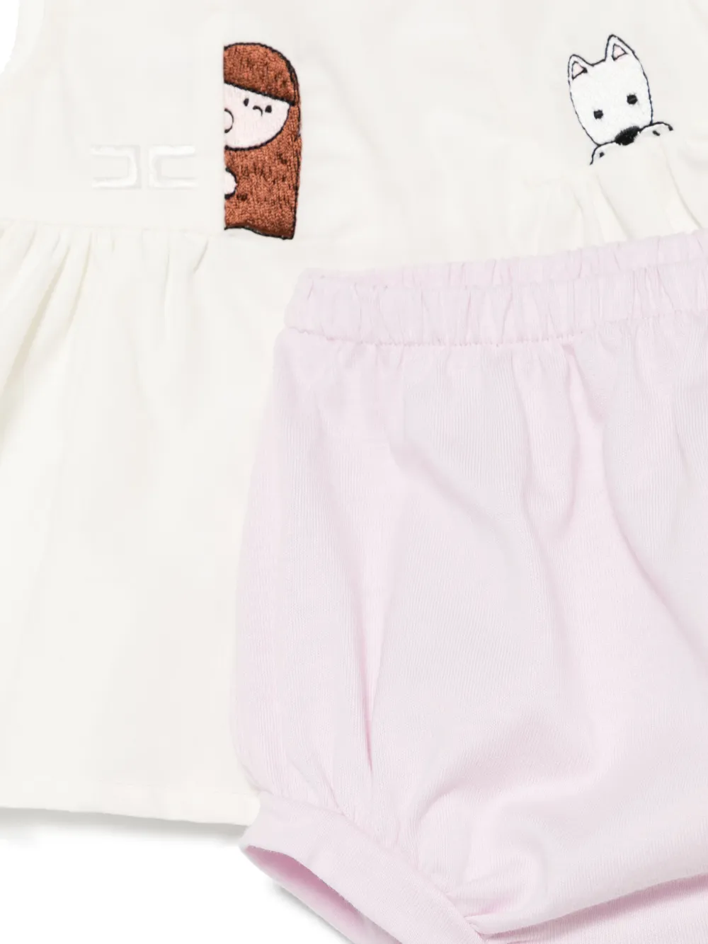 Elisabetta Franchi La Mia Bambina Jurk met geborduurd logo Wit