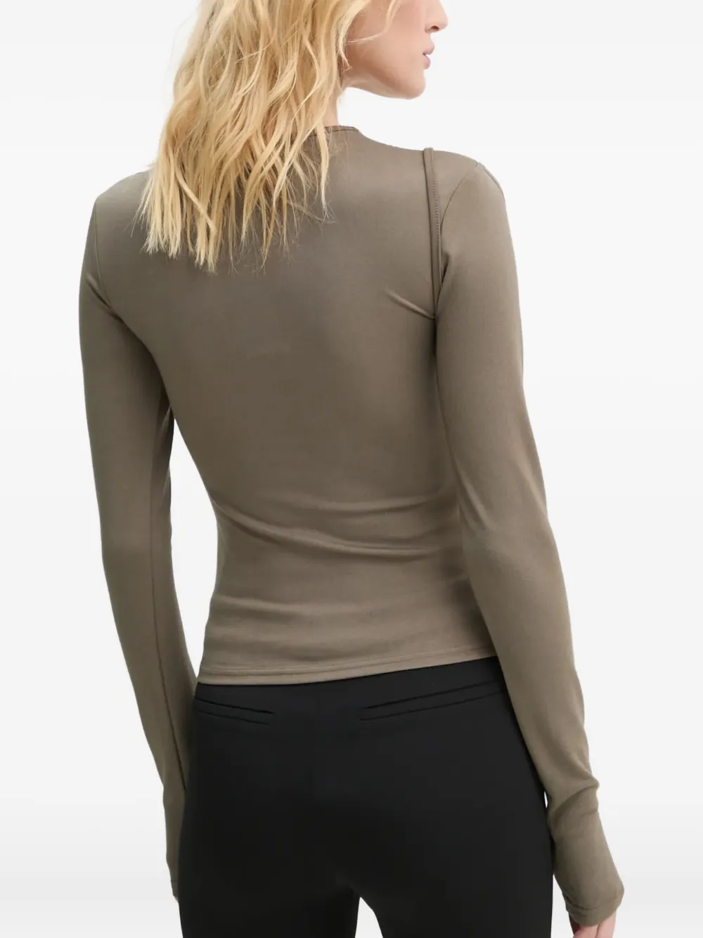 Heliot Emil Cut-out Detail Long-sleeve Top In Green