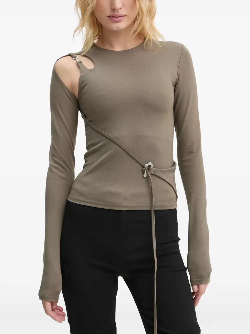Heliot Emil Cut-out Detail Long-sleeve Top In Green