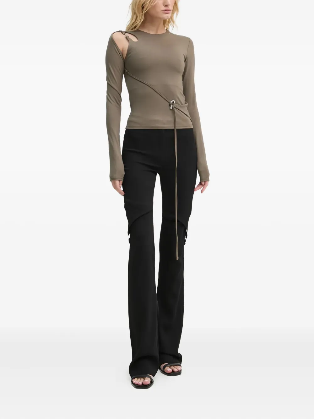 Heliot Emil Cut-out Detail Long-sleeve Top In Green