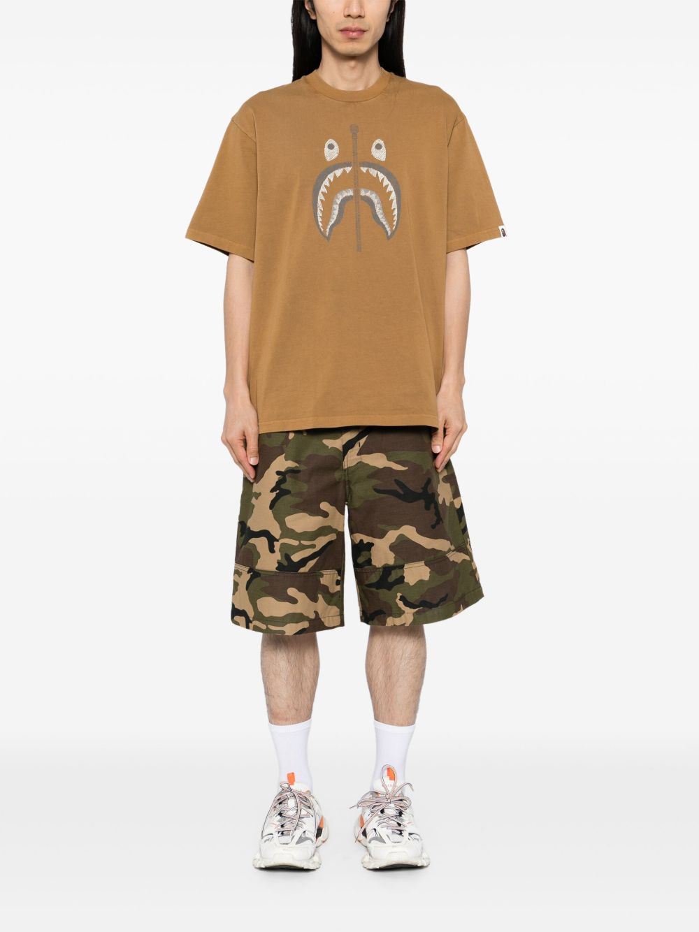 A BATHING APE T-shirt met logoprint - Bruin