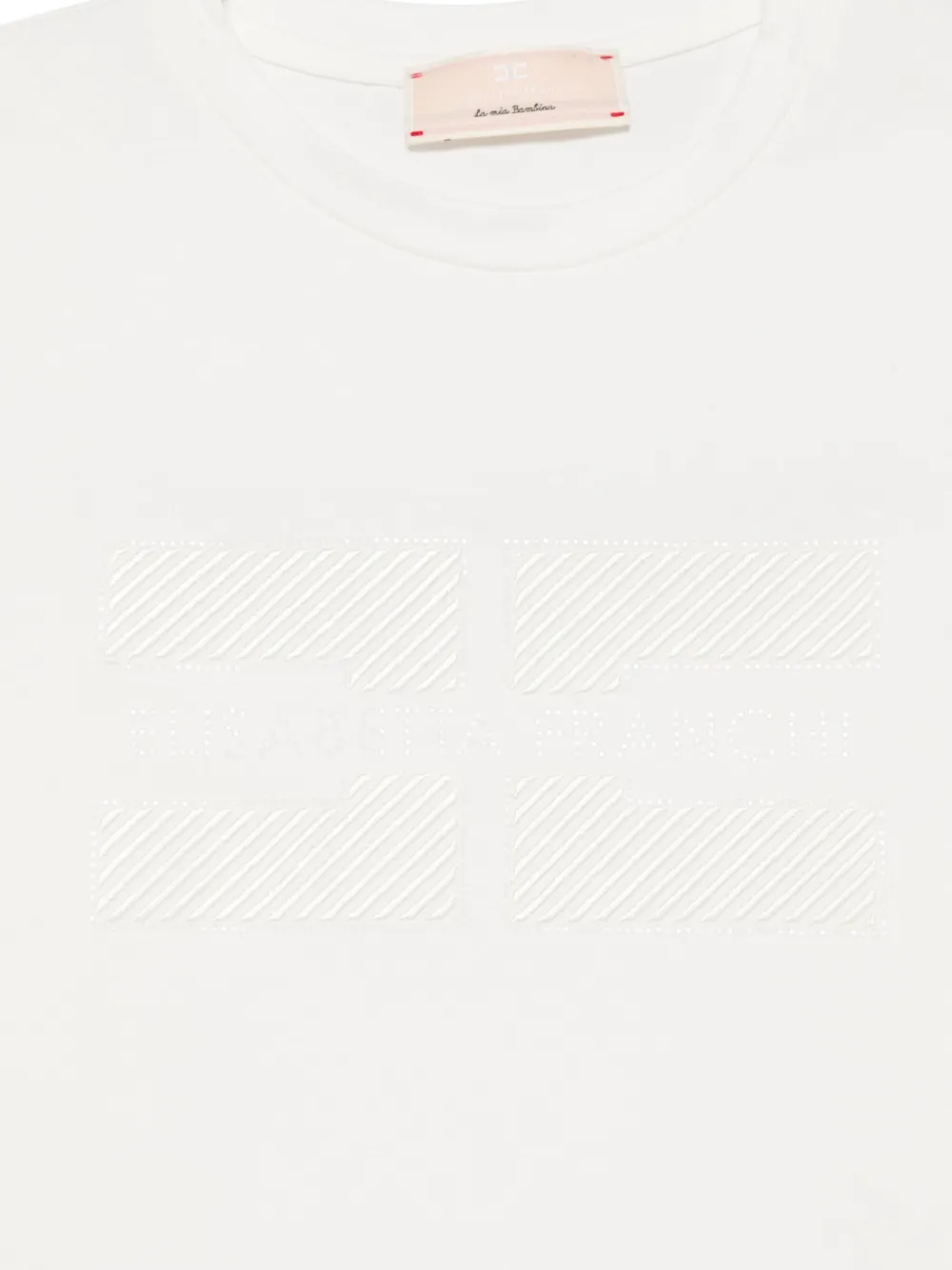 Elisabetta Franchi La Mia Bambina T-shirt met logo van stras Wit