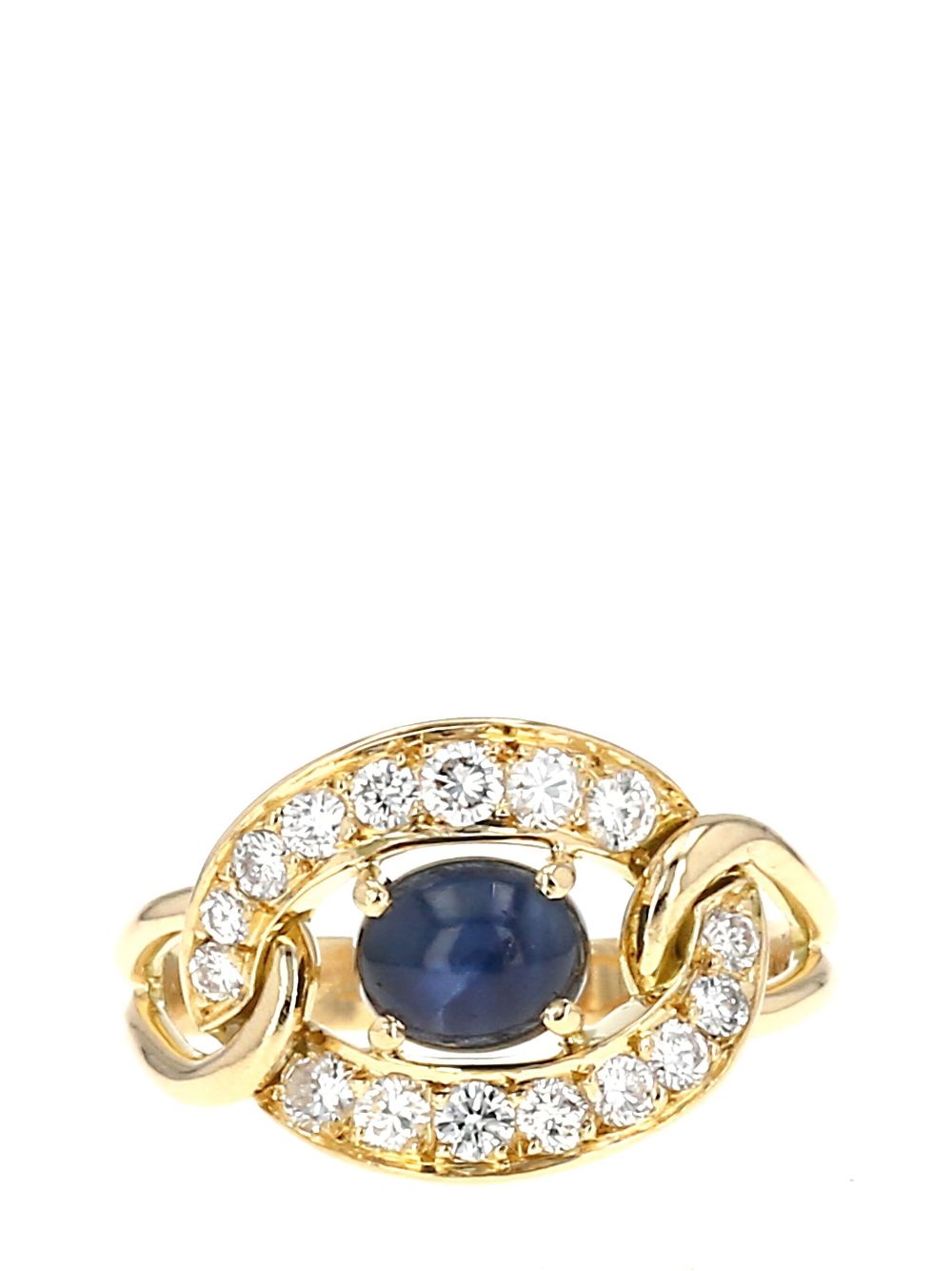 Cartier 1980s pre-owned 18kt yellow gold diamond and sapphire ring