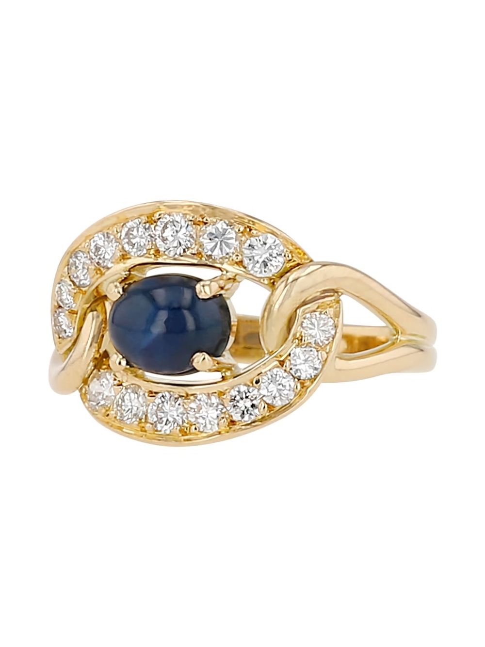 Cartier 1980s pre-owned 18kt yellow gold diamond and sapphire ring