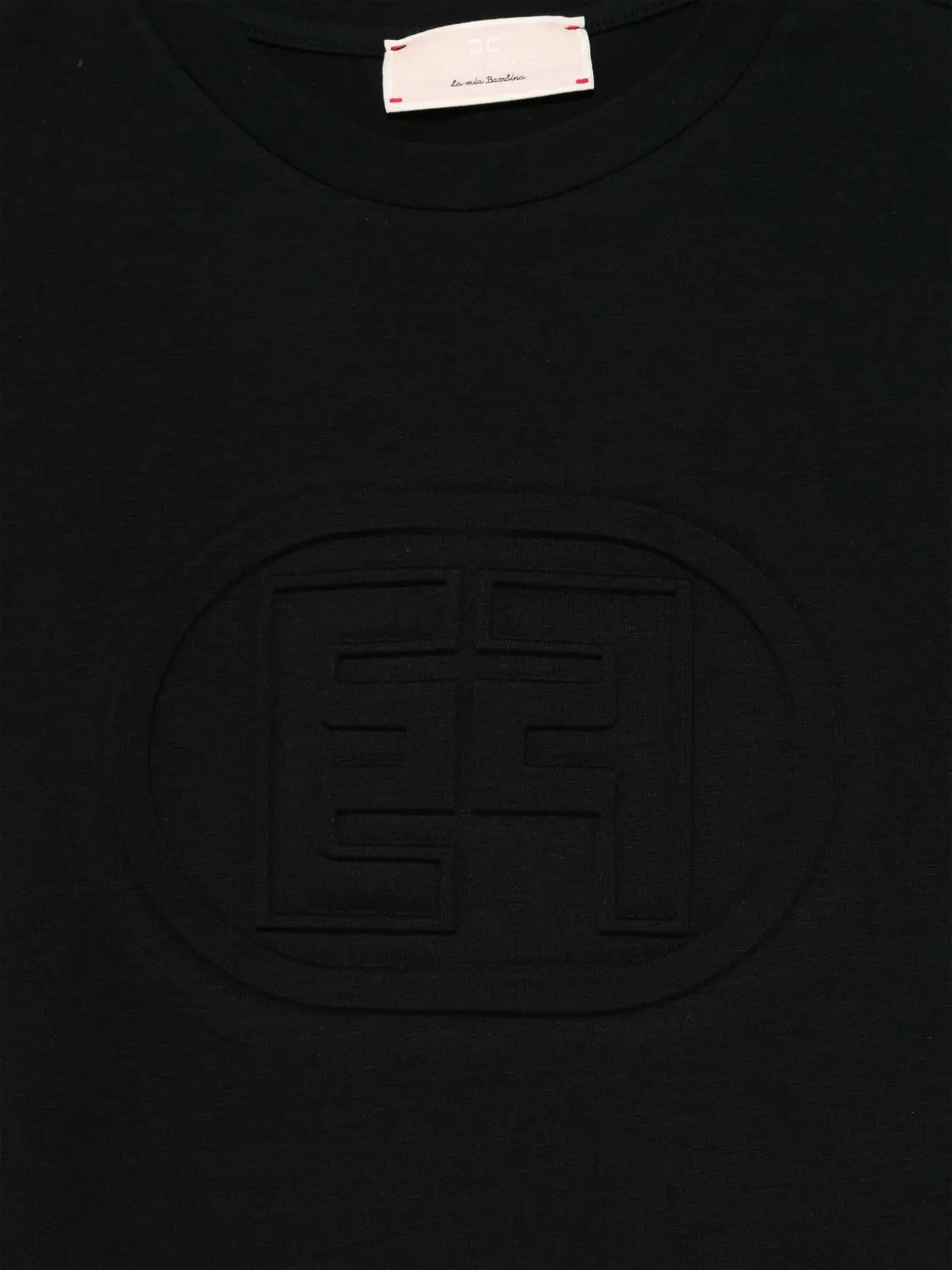 Shop Elisabetta Franchi La Mia Bambina Logo-embossed T-shirt In Schwarz