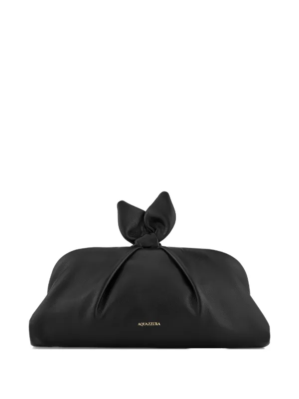 Aquazzura Small Bow Tie Clutch Bag in Black