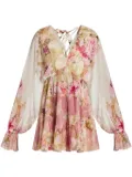 Hemant And Nandita floral-print mini dress - White