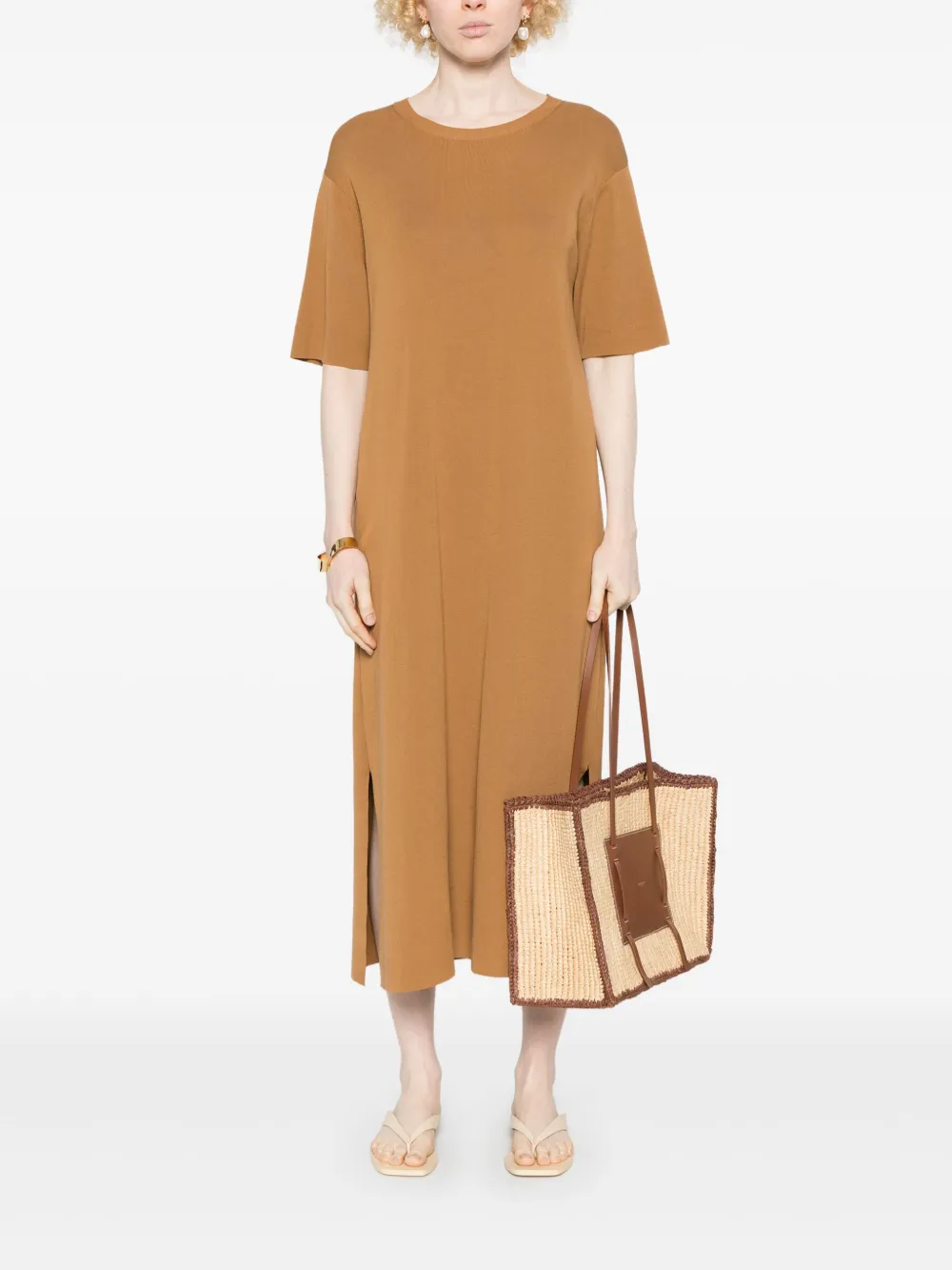 Eric Bompard Gebreide midi-jurk - Bruin