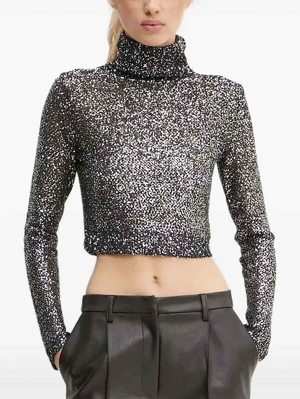 A.L.C. sequinned turtleneck top Grijs