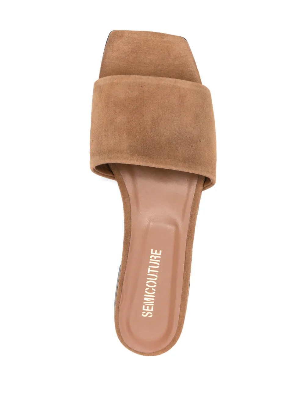 Shop Semicouture Suede Slides In Brown