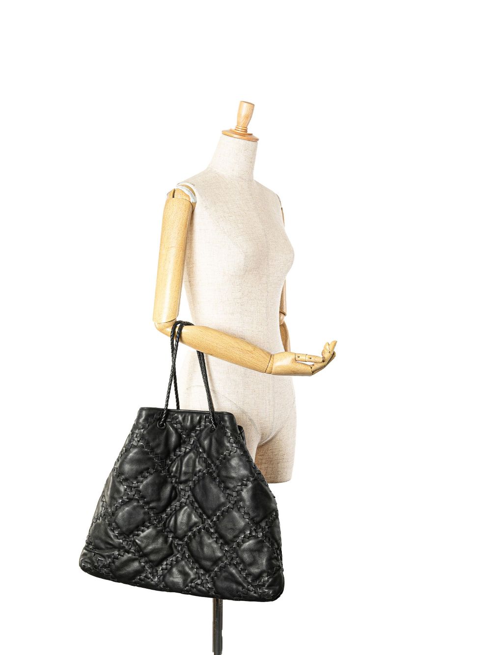 Bottega Veneta Pre-Owned 2008 Intrecciato Trimmed Leather Croisette Drawstring tote bag - Zwart