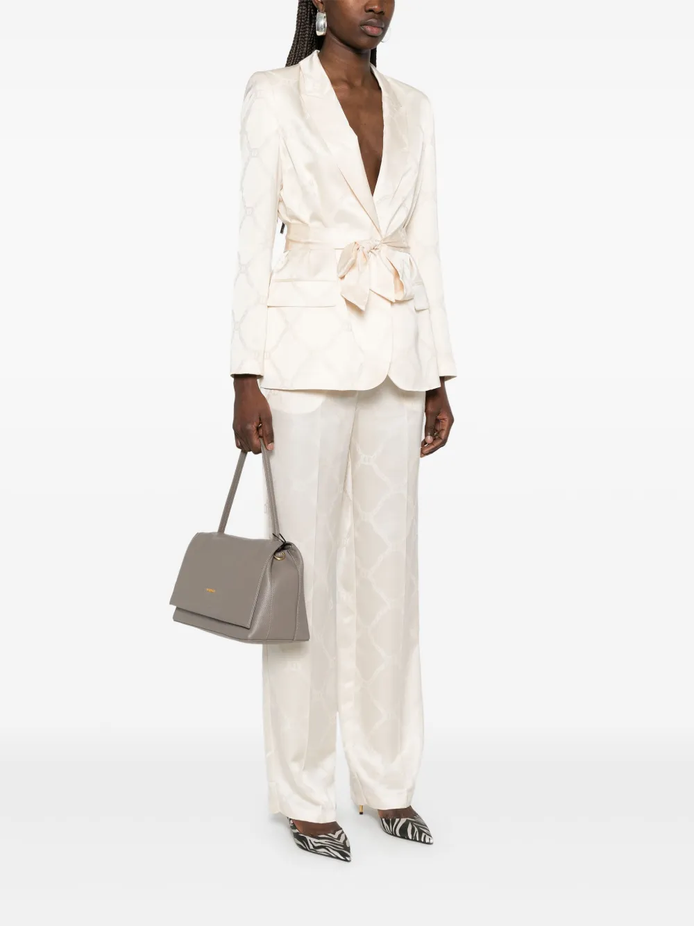 TWINSET Leren shopper - Grijs