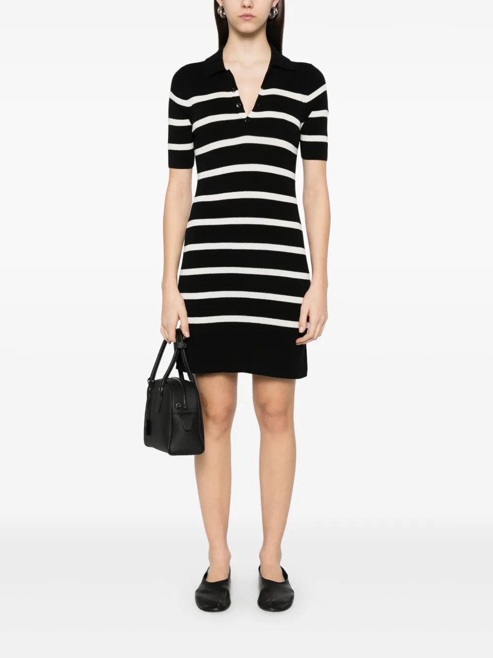 Eric Bompard stripped polo mini dress - Zwart