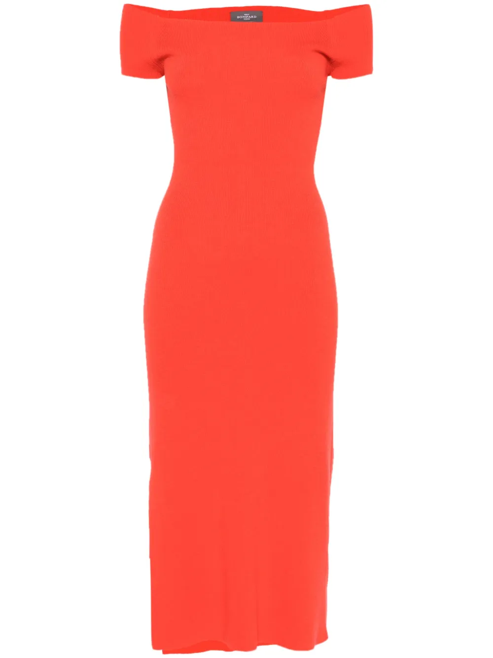 Bardot-neckline midi dress