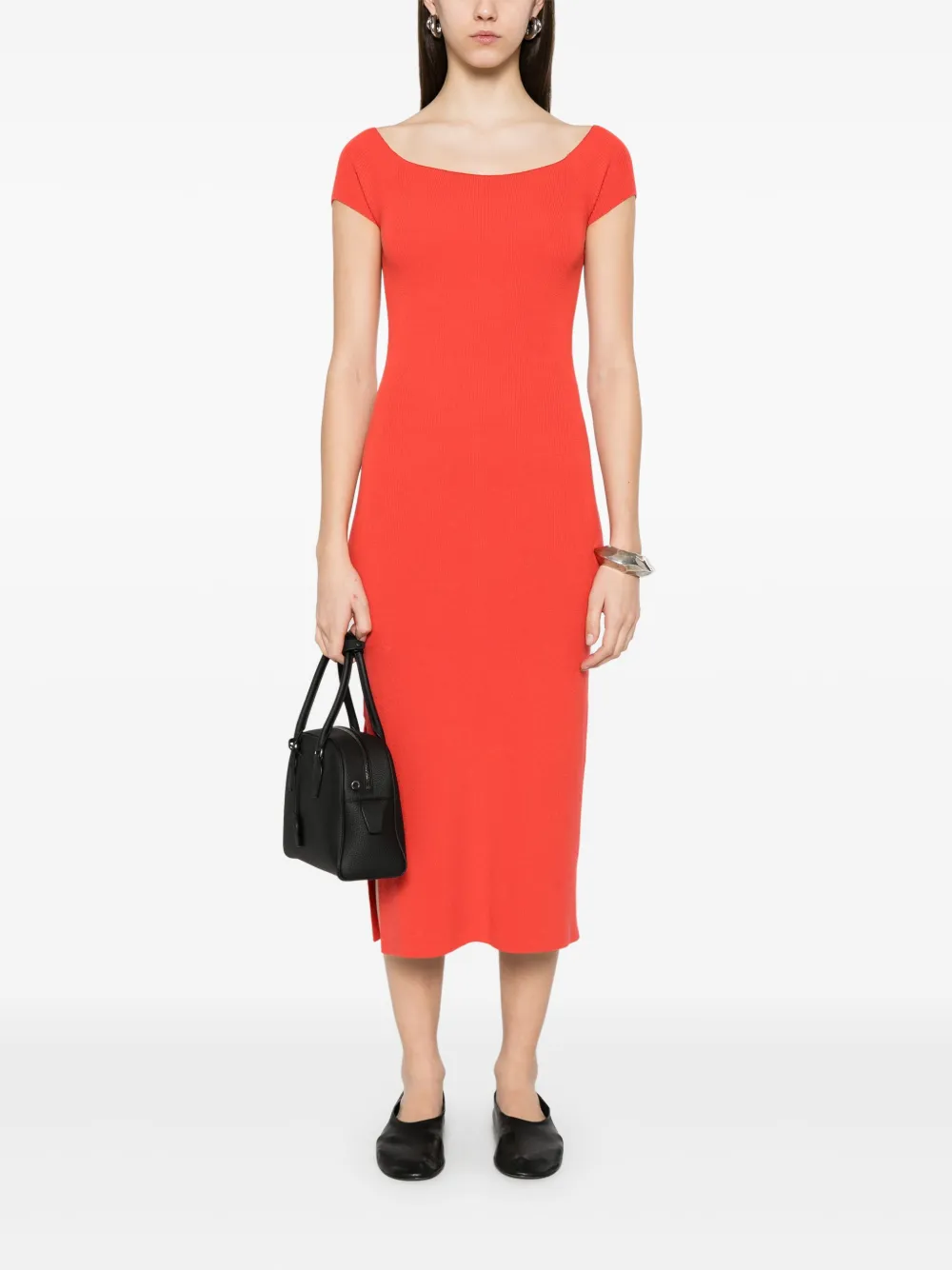 Eric Bompard Bardot-neckline midi dress - Oranje