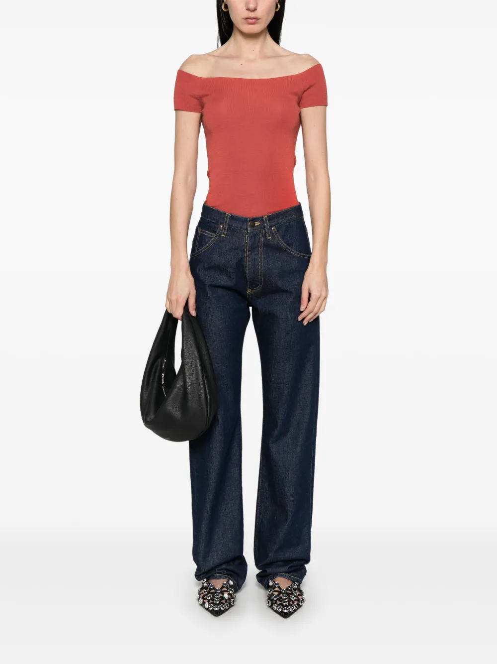 Eric Bompard Top met Bardot-hals - Rood