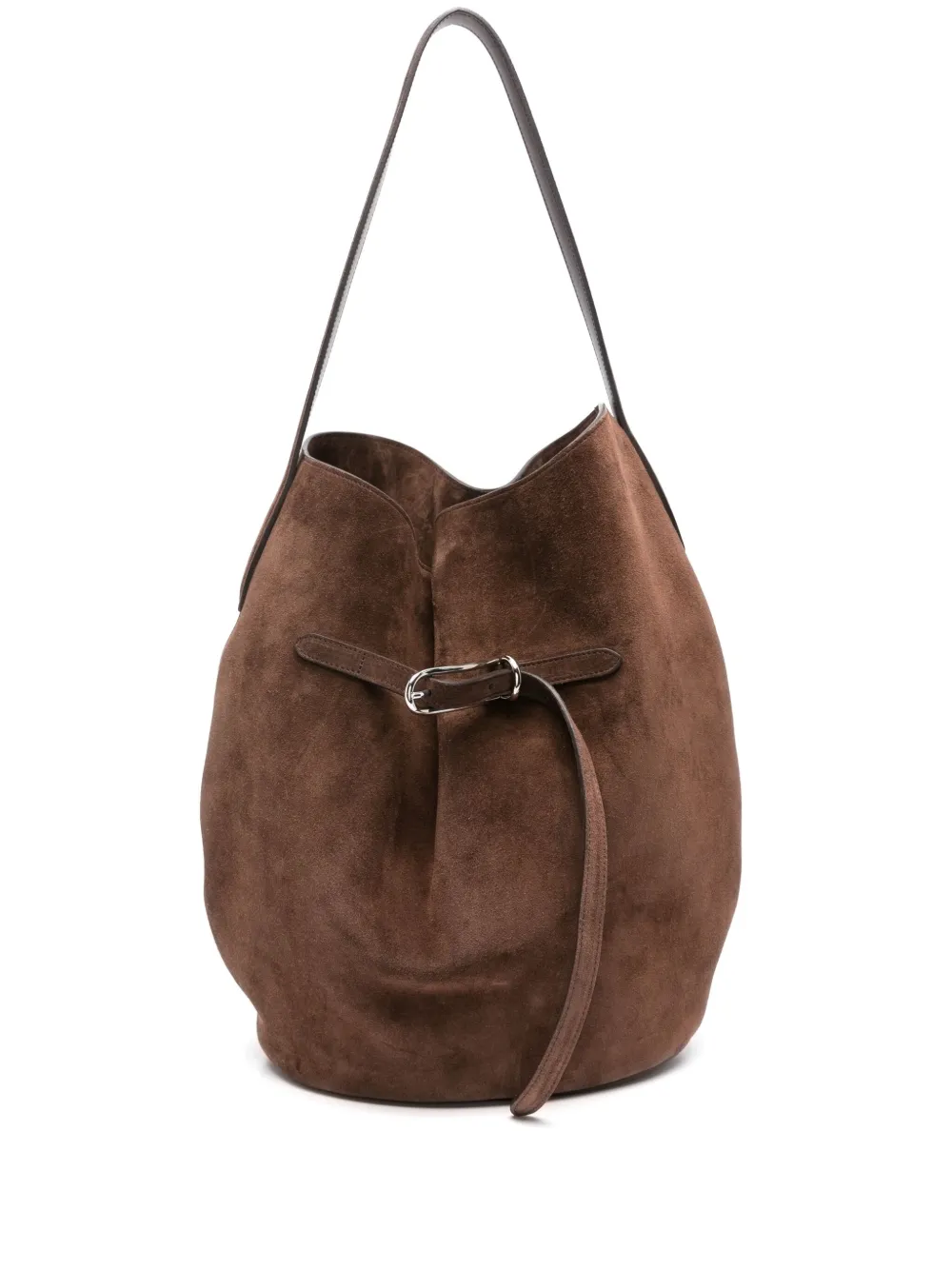 Little Liffner Belted Bucket Bag Dark Brown Suede In Brown