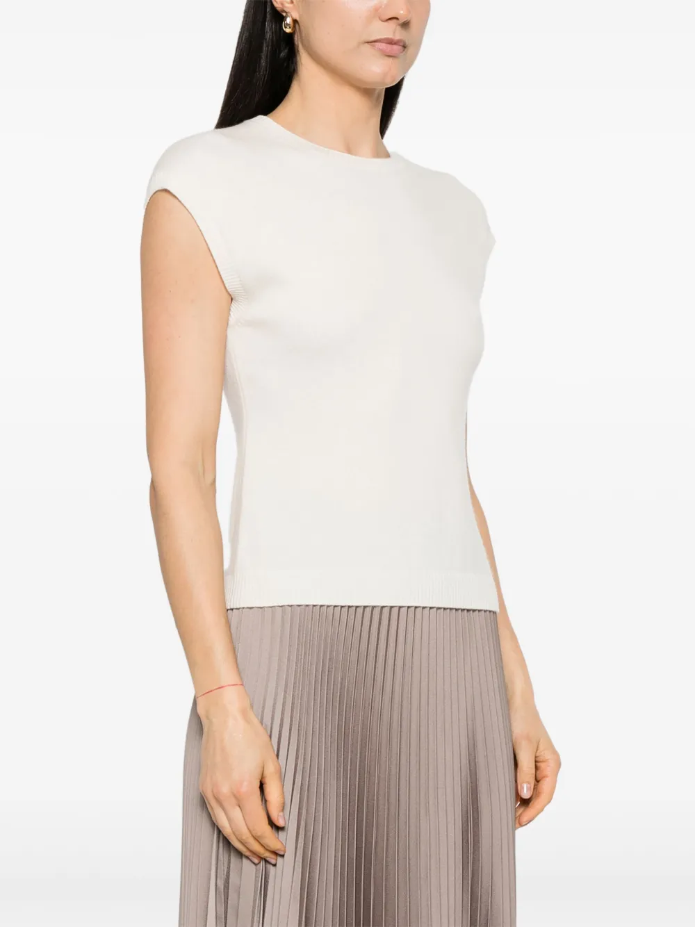 Eric Bompard Vest met kapmouwen Beige
