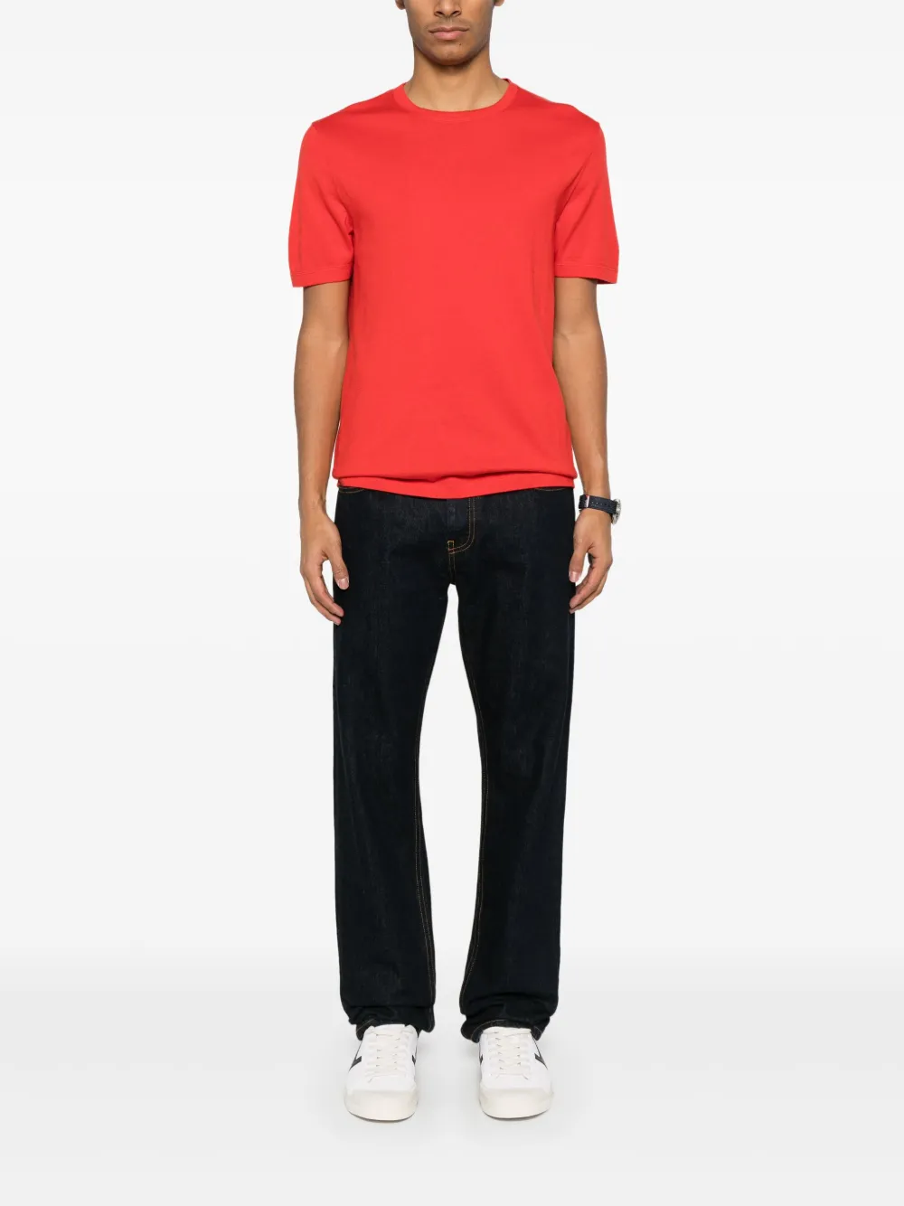 Eric Bompard Fijngebreid T-shirt - Rood