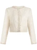 LoveShackFancy faux-pearl embellished jacket - Neutrals