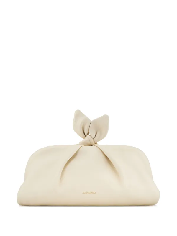 Aquazzura Small Bow Tie Clutch Bag in White
