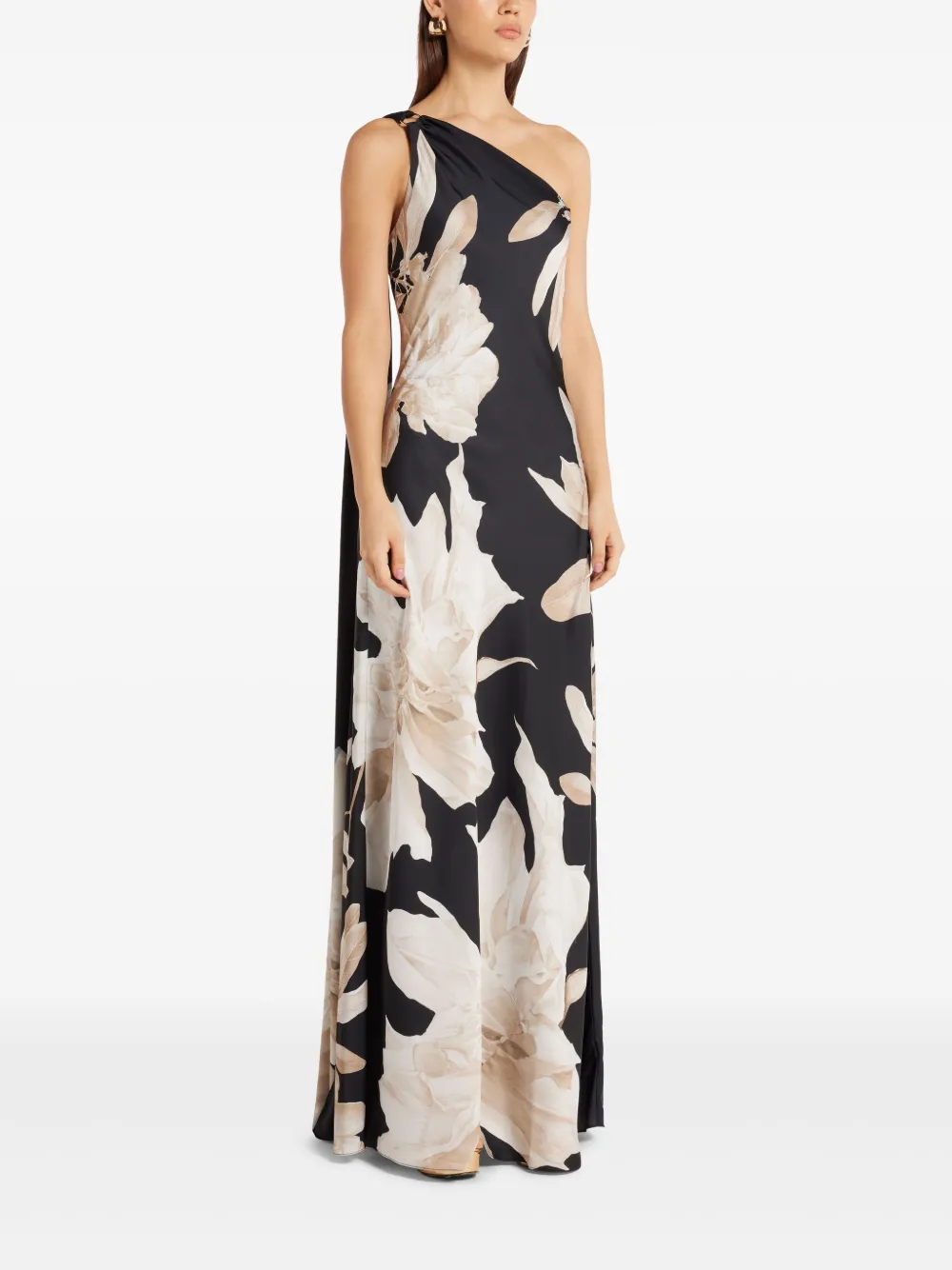 Hemant & Nandita Midikleid Mit Blumen-print In Schwarz