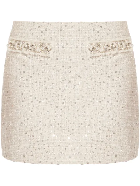 LoveShackFancy faux-pearl embellished mini skirt