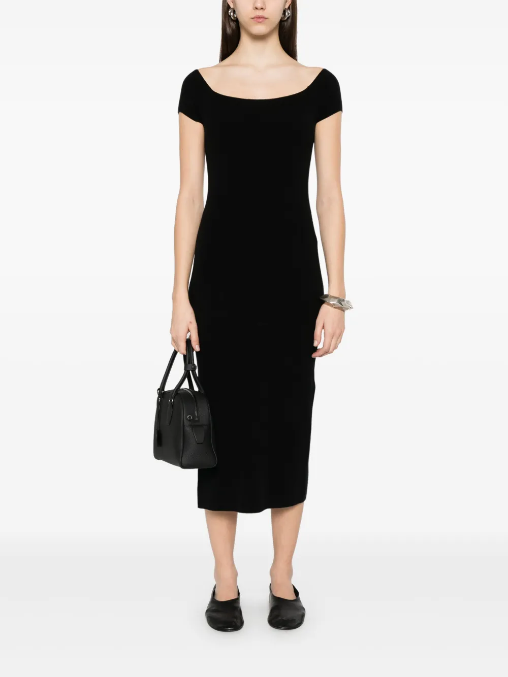 Eric Bompard Bardot-neckline midi dress - Zwart