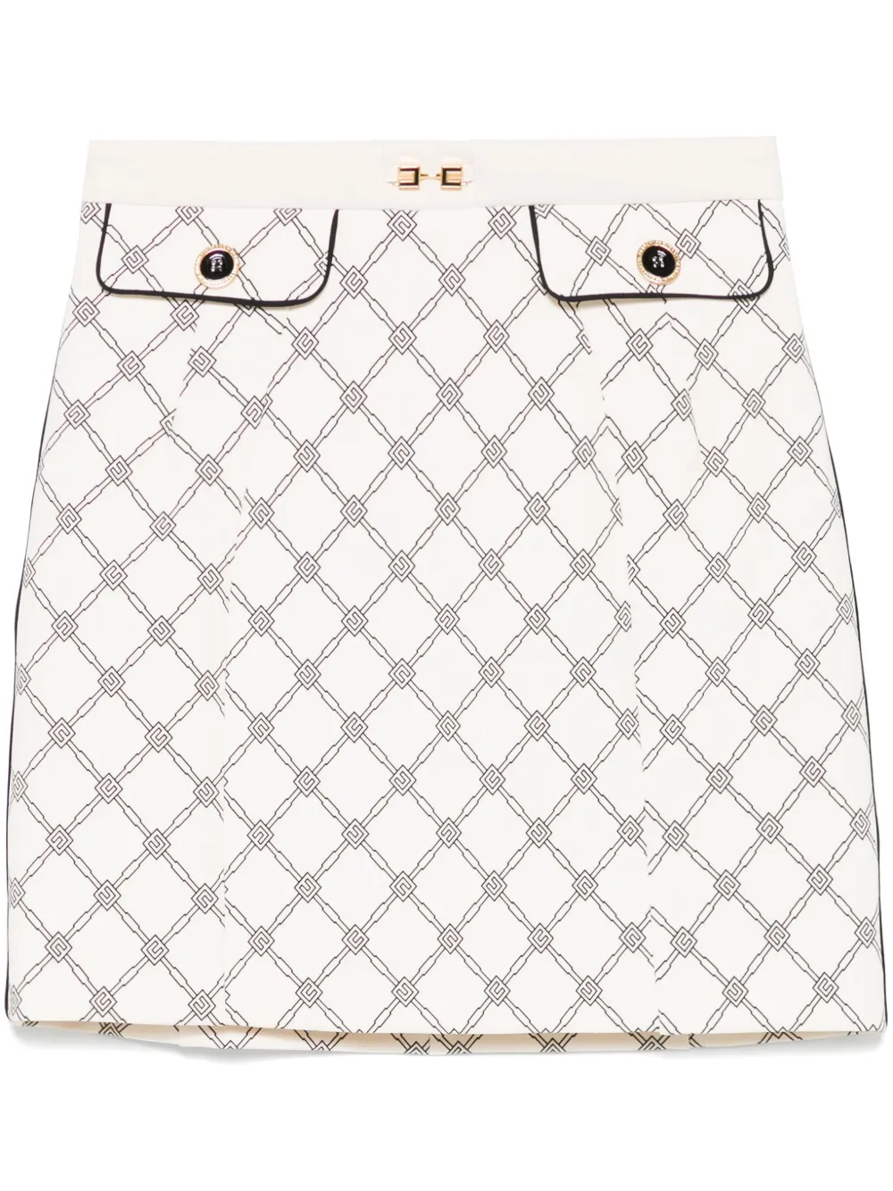 Elisabetta Franchi Crêpe mini-rok met diamantprint Beige